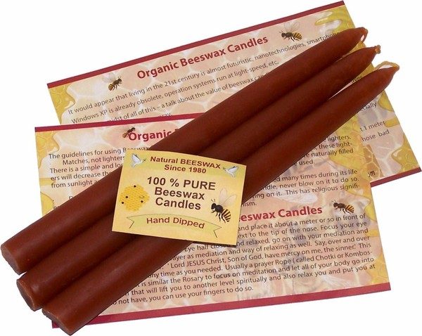 Velas orgánicas 100 % cera de abejas de 7 horas, tappers de 3/4 pulgadas de diámetro, 3 velas de 10 pulgadas
