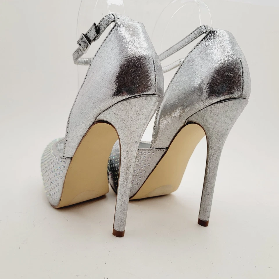 Steven Madden MEA Women's High Heels Silver Rhinestones Size 6 - Image 4 of 4