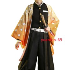 Agatsuma Zenitsu Demon Slayer Kimono Cosplay Costume Uniform Halloween Outfits