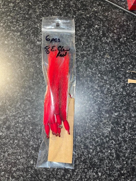 Buck хвост тизеры 5/0 Eagle коготь красный крюк, набор из 6, красный/белый золотой вспышки - Изображение 2 из 2