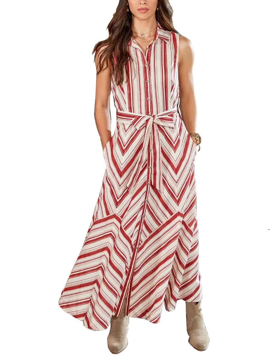 New Women Joe Browns Shirt Dress Cotton Red Stripe Ocean View Size