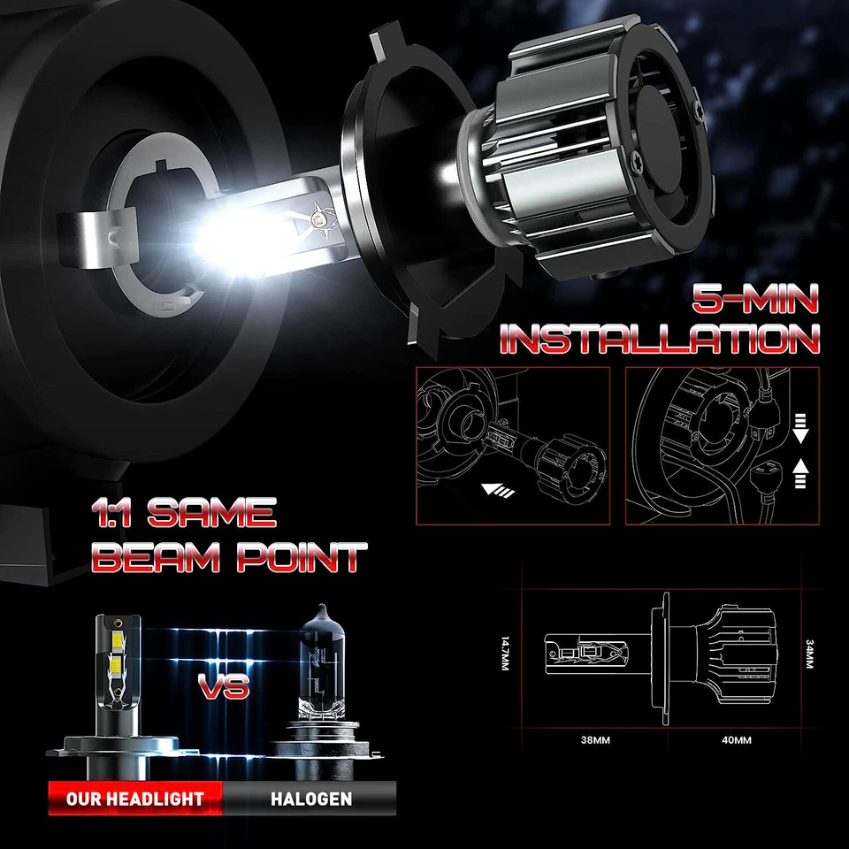 LED Bulb Kit H4 For Toyota FJ Cruiser 2007-2014 Headlight Hi/Lo 6000K White Beam - image 4 of 4