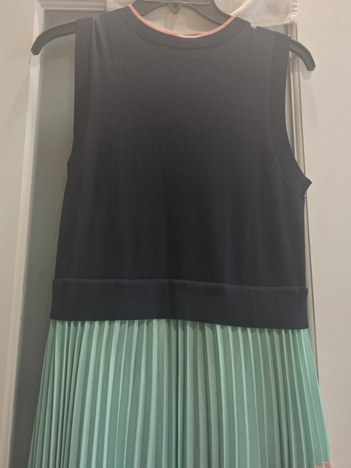 Ted Baker Blue &Pink Top+ Colorblock Accordion Pleat Midi dress, Fit&Flare, Sz 2