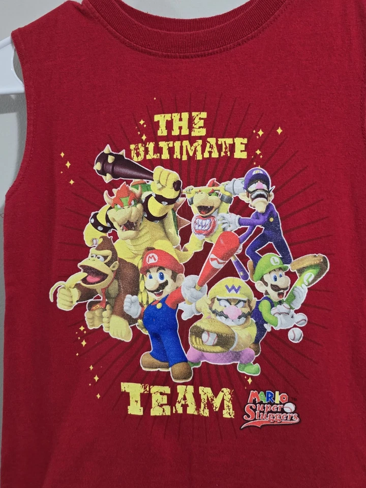 Camiseta sin mangas de béisbol Y2K Mario Super Sluggers Super Mario Bros etiqueta de corte juvenil 6/7 Foto 4 de 4