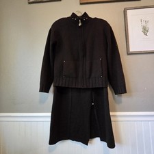 St John Sport Suit Brown Cashimere Sweater And Full Length Skirt Size Small.