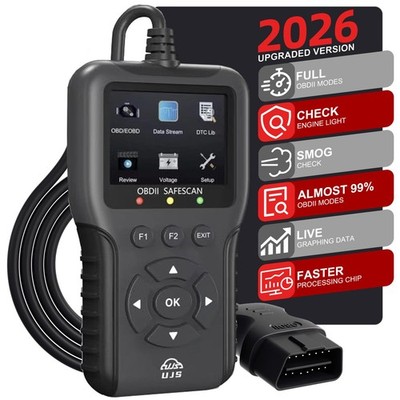 UJS 2026 Enhanced Universal OBD2 Scanner, Check Engine Code Reader - Black 