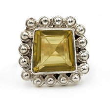 3CT Natural Lemon Topaz 925 Solid Sterling Silver Ring Sz 7 B20-9
