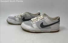 Nike Kids Dunk Low GS Reflective Swoosh White Gray Sneaker Shoes Size 5.5Y