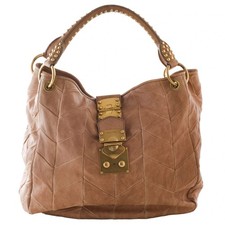 Miu Miu Matelass Brown Leather Hobo Shoulder Bag Gold Hardware