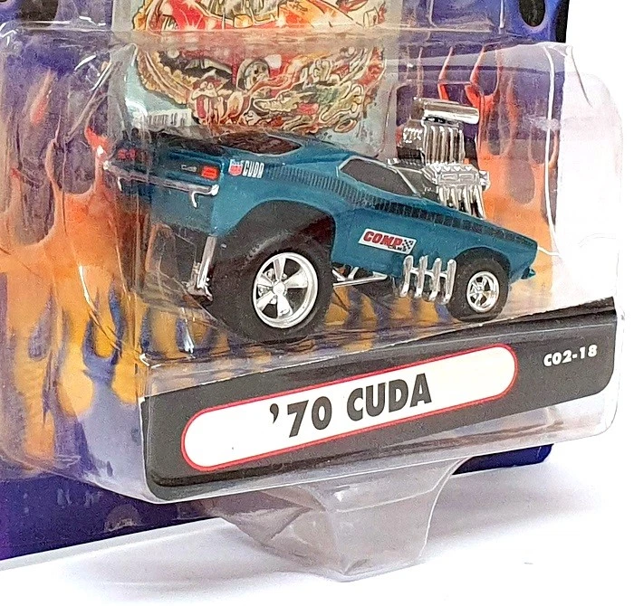 Muscle Machines 1/64 Scale 71171 C02-18 - 1970 Plymouth Cuda - Green - Image 3 of 4