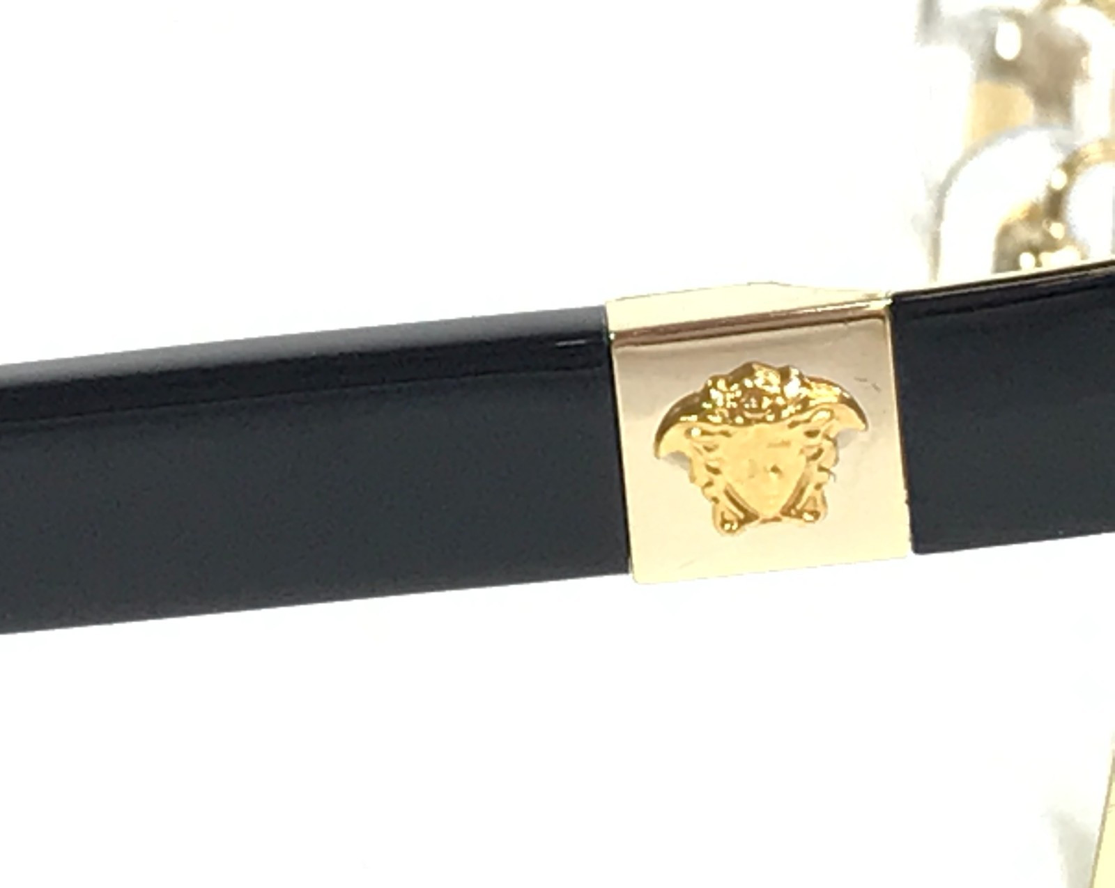 Versace Eyeglasses Frames MOD.1285 1443 Black Gold Rectangle Full Rim 56-17-150 thumbnail 5