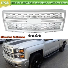 For 2014 2015 Chevrolet Silverado 1500 LTZ Front Silver Ice Frame Chrome Grille