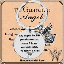 Guardian Angel Keychain Symbol Protection Love Prayer Blessing