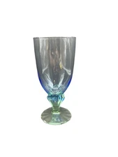 VTG Bormioli Rocco Bahia Blue Green Water Iced Tea Crystal Glass Goblet 7.5”