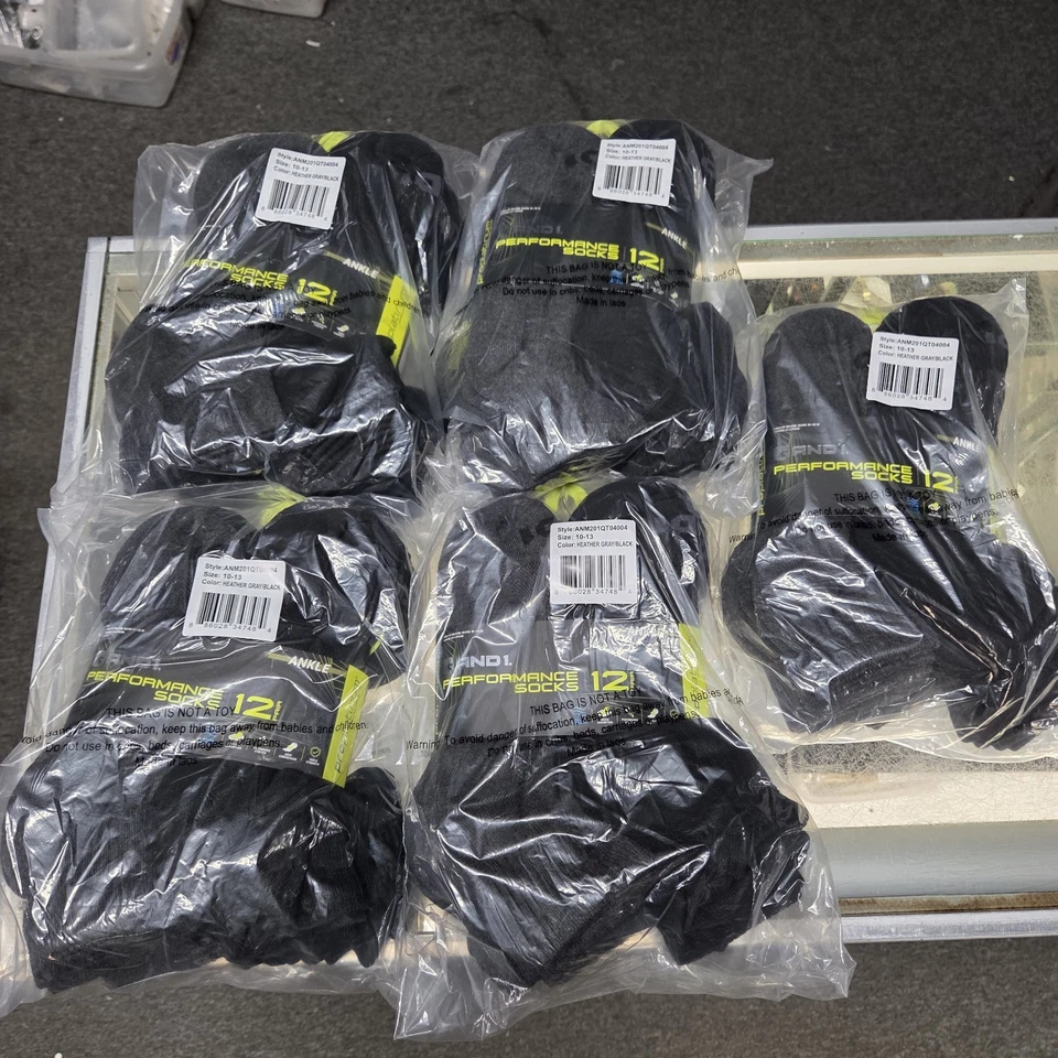 Lote de 5 calcetines tobilleros AND1 negros/grises para hombre (60 pares en total - talla 10-13  Foto 3 de 4