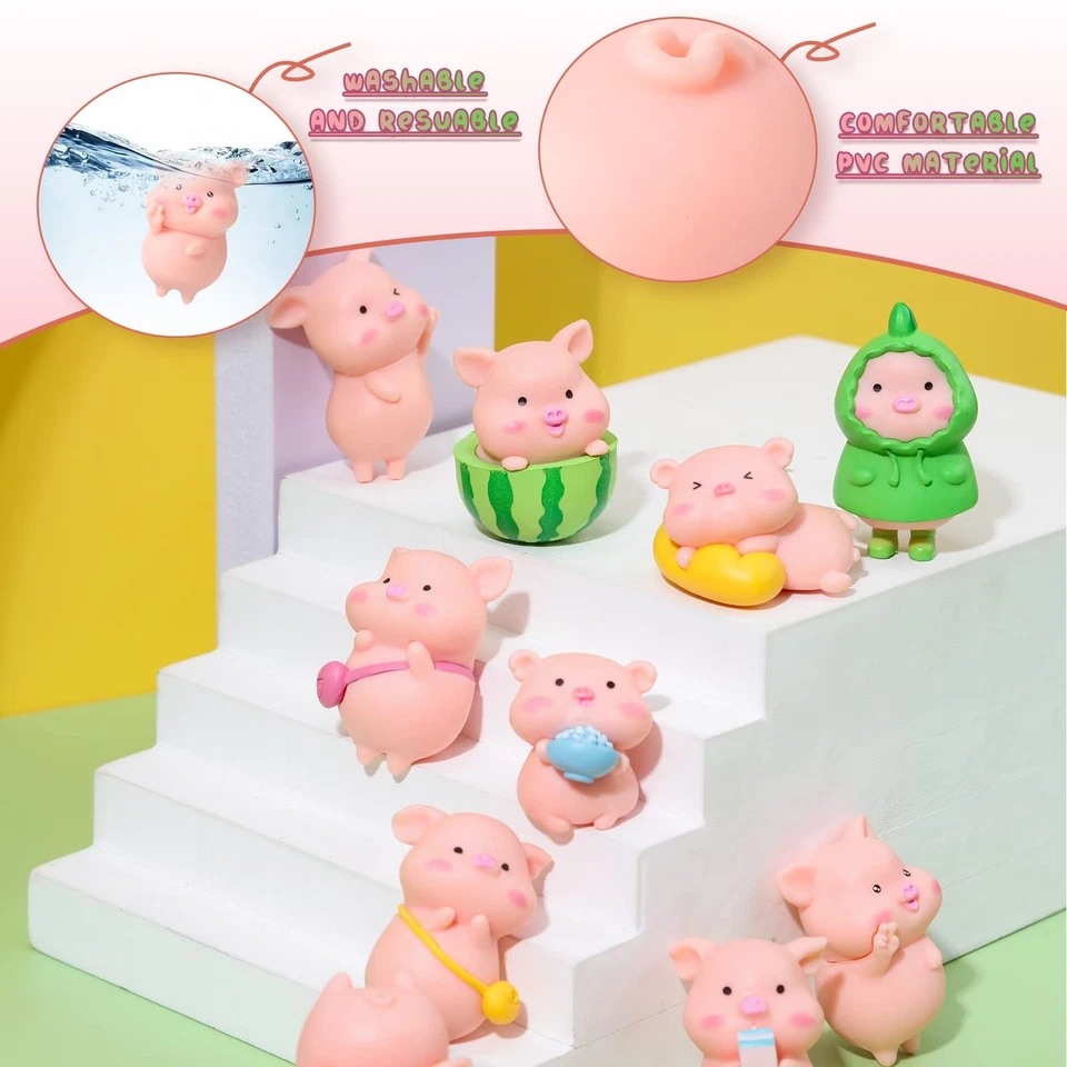 19 peças mini estatuetas de porco brinquedos figura conjunto de brinquedos de animais estatueta fofa bolo de porco... - Imagem 3 de 4