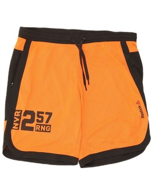 Reebok Mens Graphic Sport Shorts Medium Orange Colourblock Polyester KL09