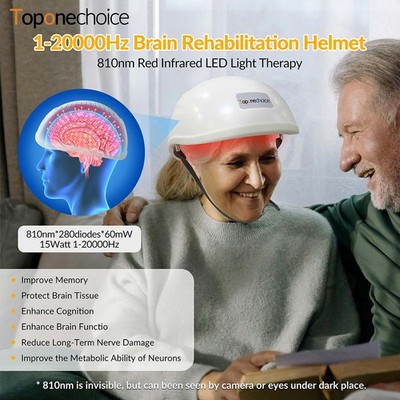 810nm Near Infrared Brain Helmet with 4 Preset Frequencies for Anxiety Relief