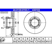 Bremsscheibe ATE 24.0130-0103.1 (2 Stk.) FüR Mercedes-Benz T2/Ln1 Kipper