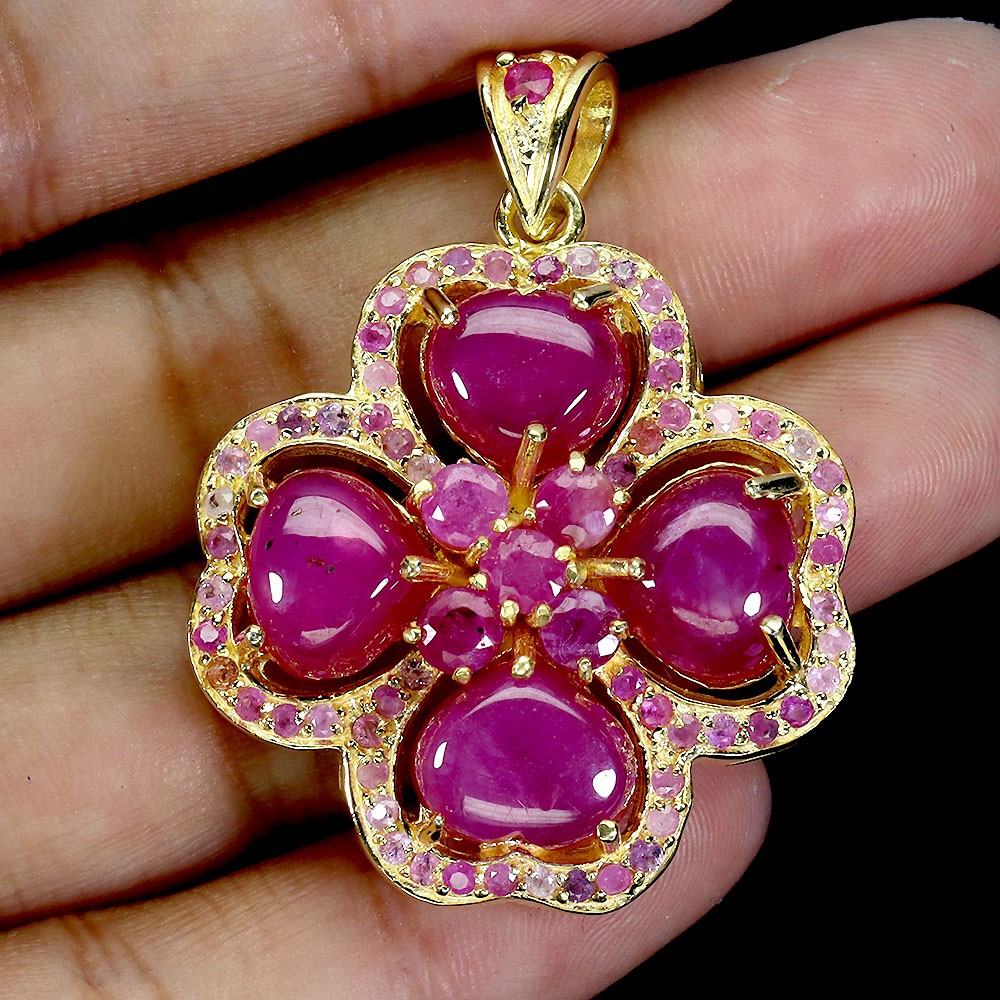 925 Sterling Silver Pendant Heart Ruby 9mm Natural Gemstone Jewelry