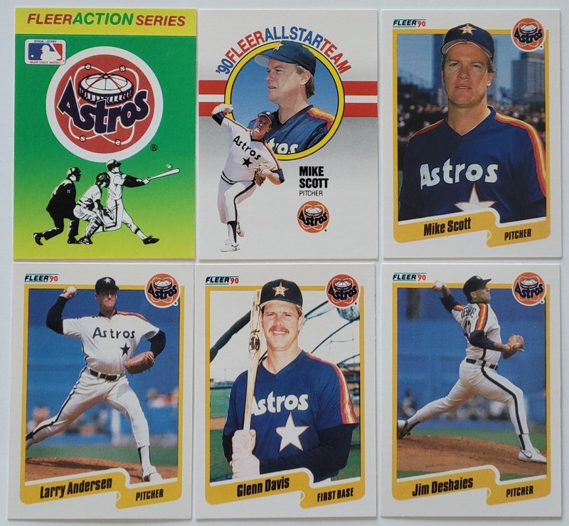 6 Card Lot- 1990 Fleer Houston Astros ⚾️ (See Photos/Description For Card Info)