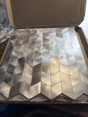Six Sheets Kasaro Metallic Silver Chevron Perl And Stick Backsplash 