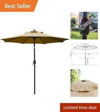 Versatile 9' Patio Umbrella - Tan Canopy with UV Protection and Easy Open Design