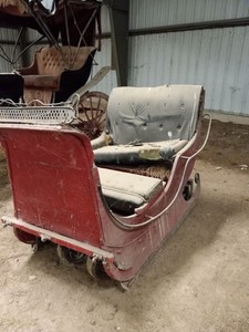 Antique Horse Drawn Cutter Sleigh - Red Victorian Style - Barn Find