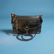 The Sak Ventura Crossbody Bag Black Glazed Leather Convertible Clutch Handbag