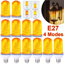 E27 E26 LED Flicker Flame Effect Light Bulb- 4 Modes Simulated Nature Fire Lamp