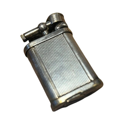 Dunhill UNIQUE Stripe Silver Lighter   Hammer Type Ignition Tested No Box JAPAN