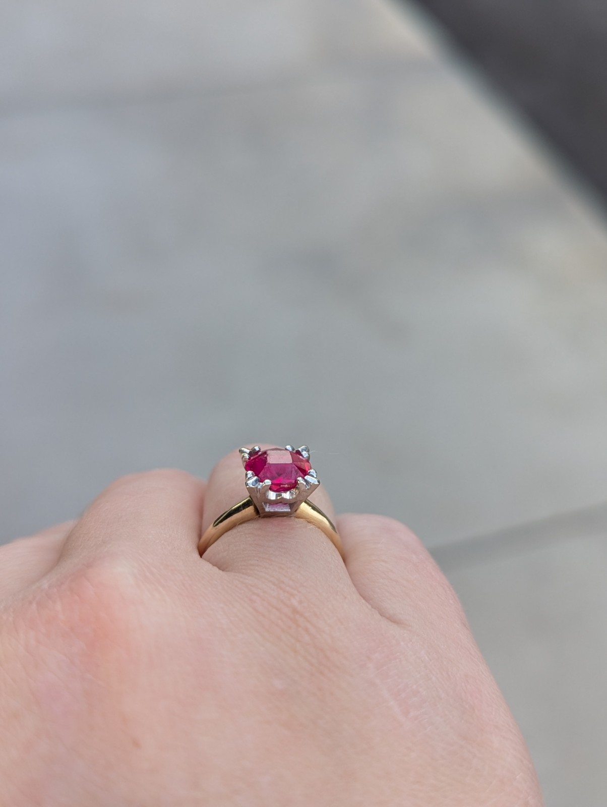 Vintage Single Cut Solitaire Ruby Ring 14k Gold - image 3