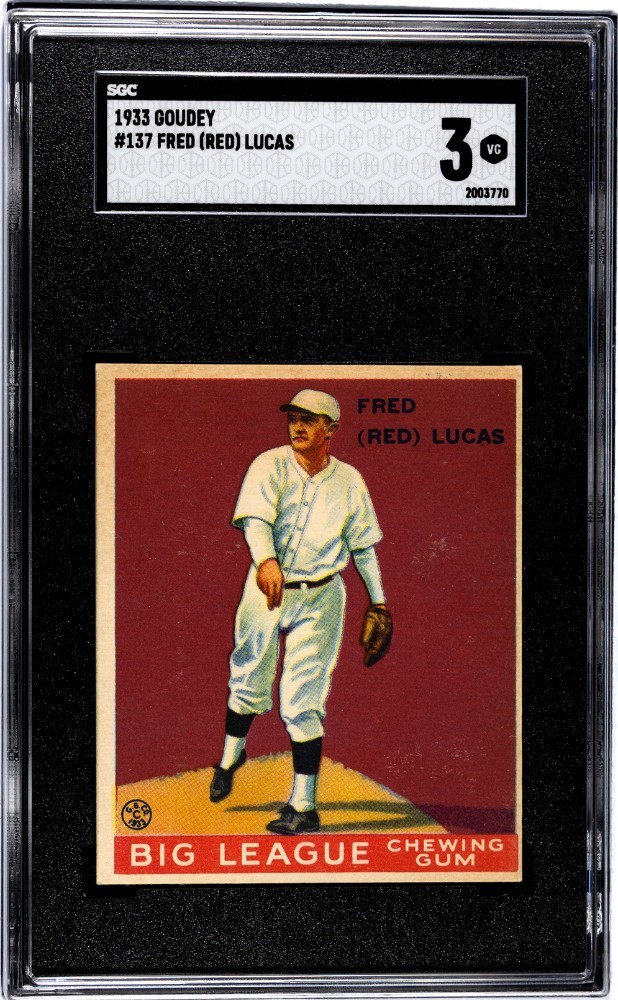 Fred "Red" Lucas 1933 Goudey #137. Cincinnati Reds. SGC 3