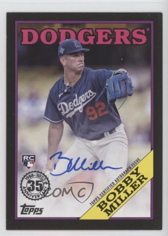 2023 Update 1988 Topps Baseball Black 27/199 Bobby Miller Rookie Auto RC 1h4p