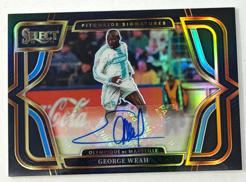 2025-26 Panini Select Ligue 1 George Weah Pitchside Auto Black 1/1 PS-GW