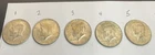 Lot Of 5 1967 Kennedy Half Dollars JFK 1/2 Dollar Qty 5 Coins Exactly As Shown