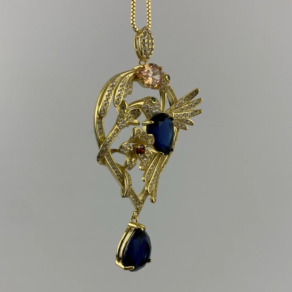 Collar Colgante Daniel Steiger Plata Esterlina Colibríes Dorados Foto 4 de 4