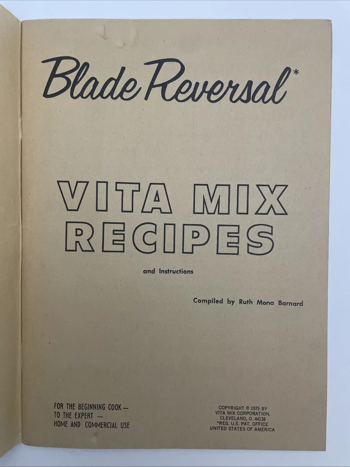 1975 Vita Mix Recipes Instructions Blade Reversal Ruth Barnard Paperback - Image 3 of 3