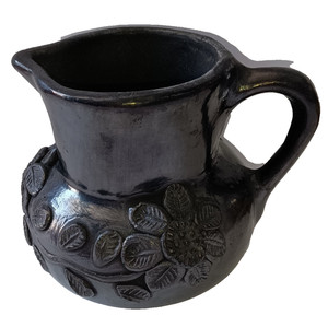 Vtg Signed DONA ROSA Black Folk Art Pottery Barro Negro Mexico Oaxaca Pitcher