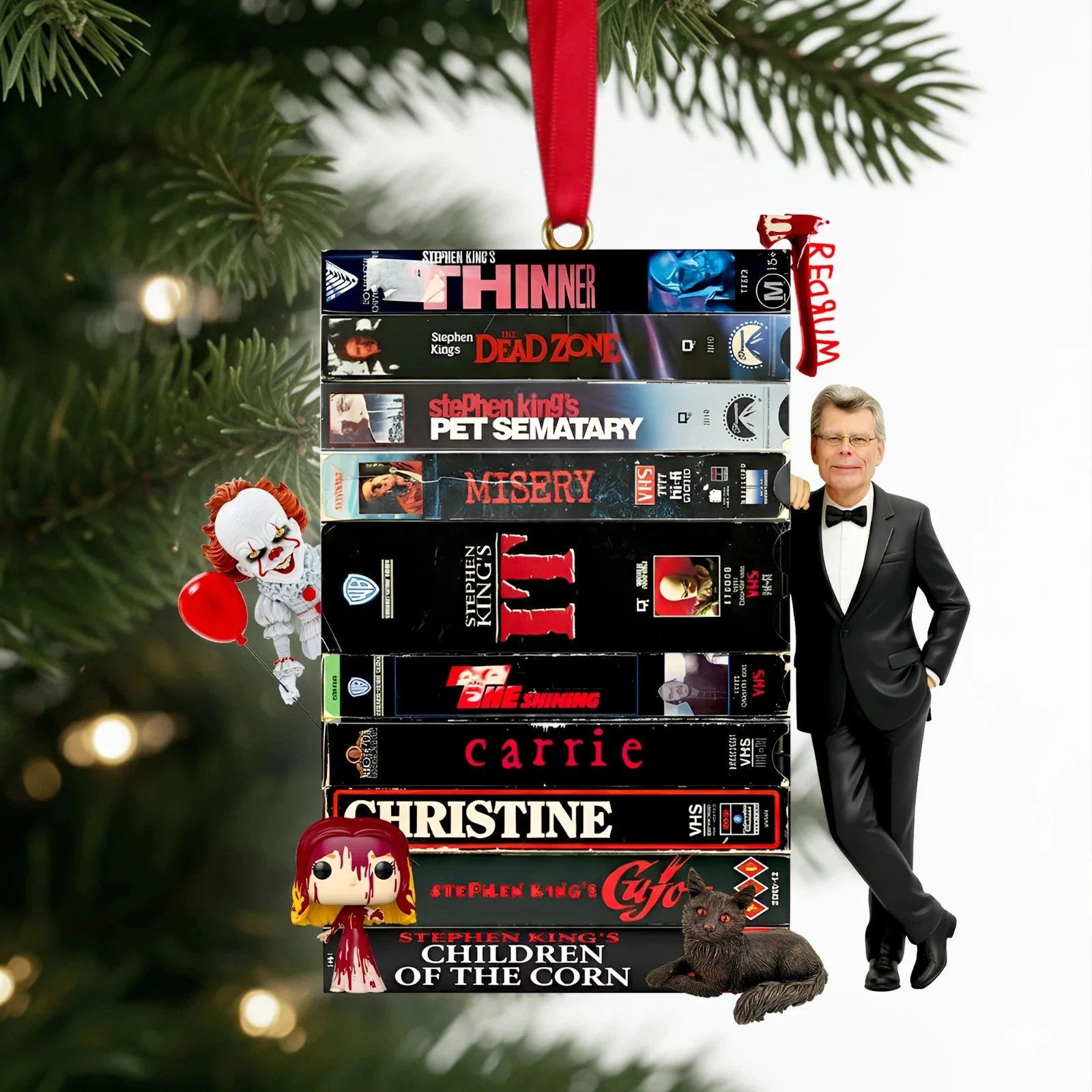 Retro VHS Tape Stack 2D FLAT Christmas Ornament - Gift For Horror Love