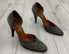 Vintage 1981 Christian Dior Grey Suede D'Orsay Pumps Heels Shoes Size US 7