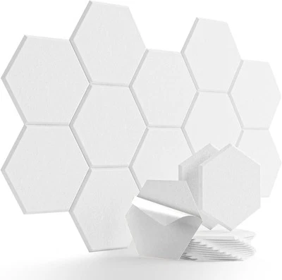 12 Stück Hexagon Akustikplatten Selbstklebend Hohe Dichte Schallabsorber 30*26cm