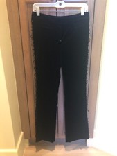 St John Black Velvet Dress Pants with cross lacing Size 4