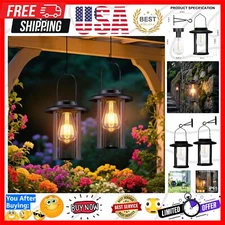 Elegant Solar Lanterns - Waterproof Hanging Lights for Outdoor Ambiance, 2 Pack