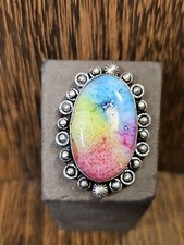 Dyed Rainbow Quartz Gemstone 925 Sterling Silver Handmade Gift Rings Size 9.25