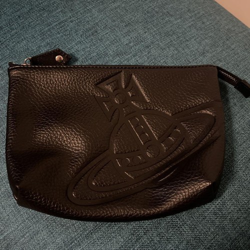 VIVIENNE WESTWOOD Men's Orb Logo Engraved Pouch Black One Size USED