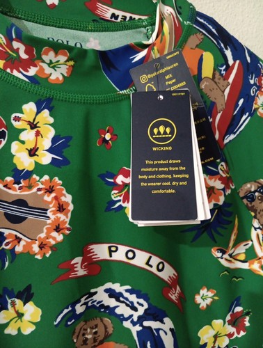 Polo Ralph Lauren Boys Bear Print Performance Rash Guard Big Kids XL 18-20 NWT - Picture 6 of 7