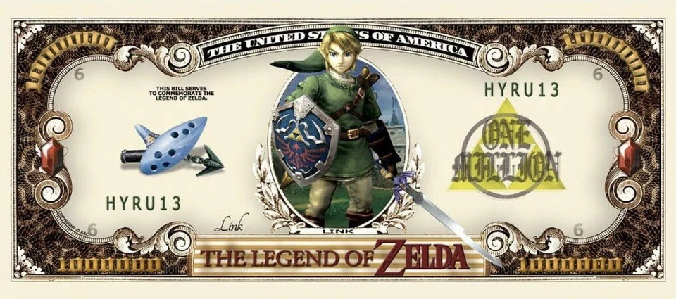 100 Pack Legend of Zelda Video Game Collectible 1 Million Dollars Novelty Money - Image 2 of 4