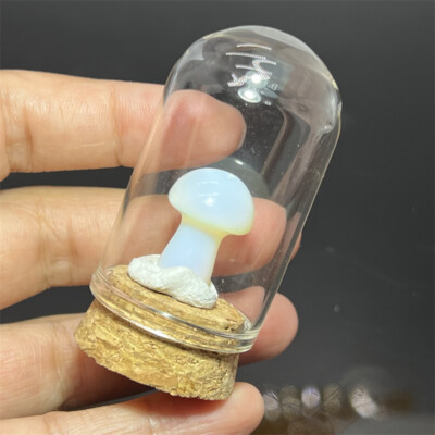 Carved Opalite mushrooms Skull Quartz Crystal Skull Mineral Specimen Gem 1PC