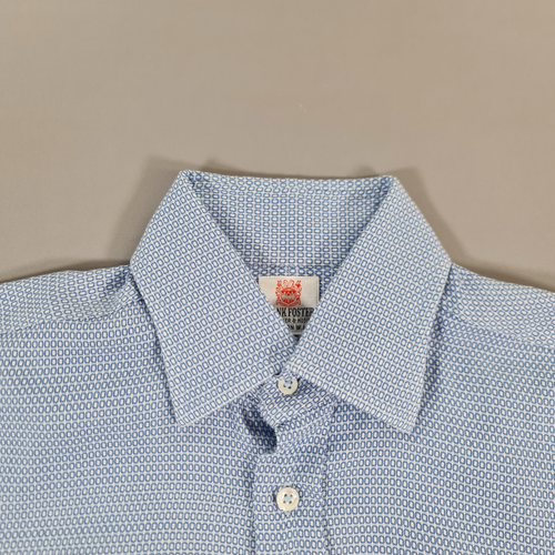 Camisa Frank Foster Para Hombre Azul 14 Geométrica Mangas Largas Algodón Abotonada - Imagen 3 de 8